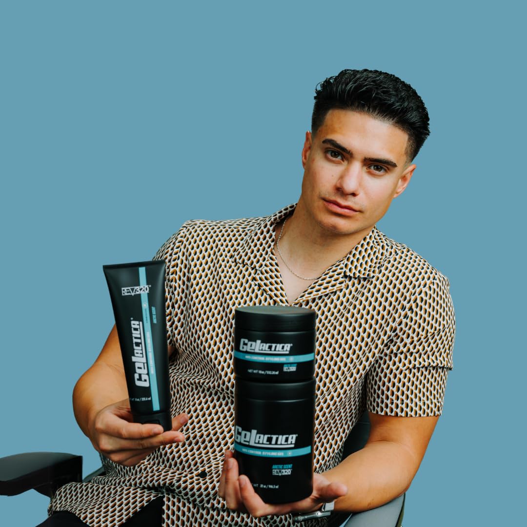 Gelactica Max Control Hair Gel for Men, Alcohol-Free, Strong Hold Styling Gel, Natural Extracts for Long-Lasting Hold and Shine, Slick Back Hair Style 32 oz