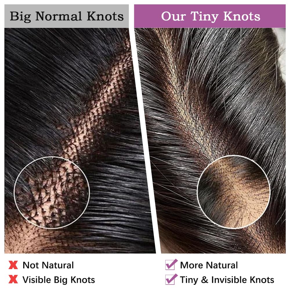 2x6 HD Lace Closure Straight Lace Closure Pre Plucked Single Knot Kim K Long Deep Parting 0.10mm Ultra-thin Invisible Swiss 130% Density Virgin Human Hair Natural Black(18 Inch)