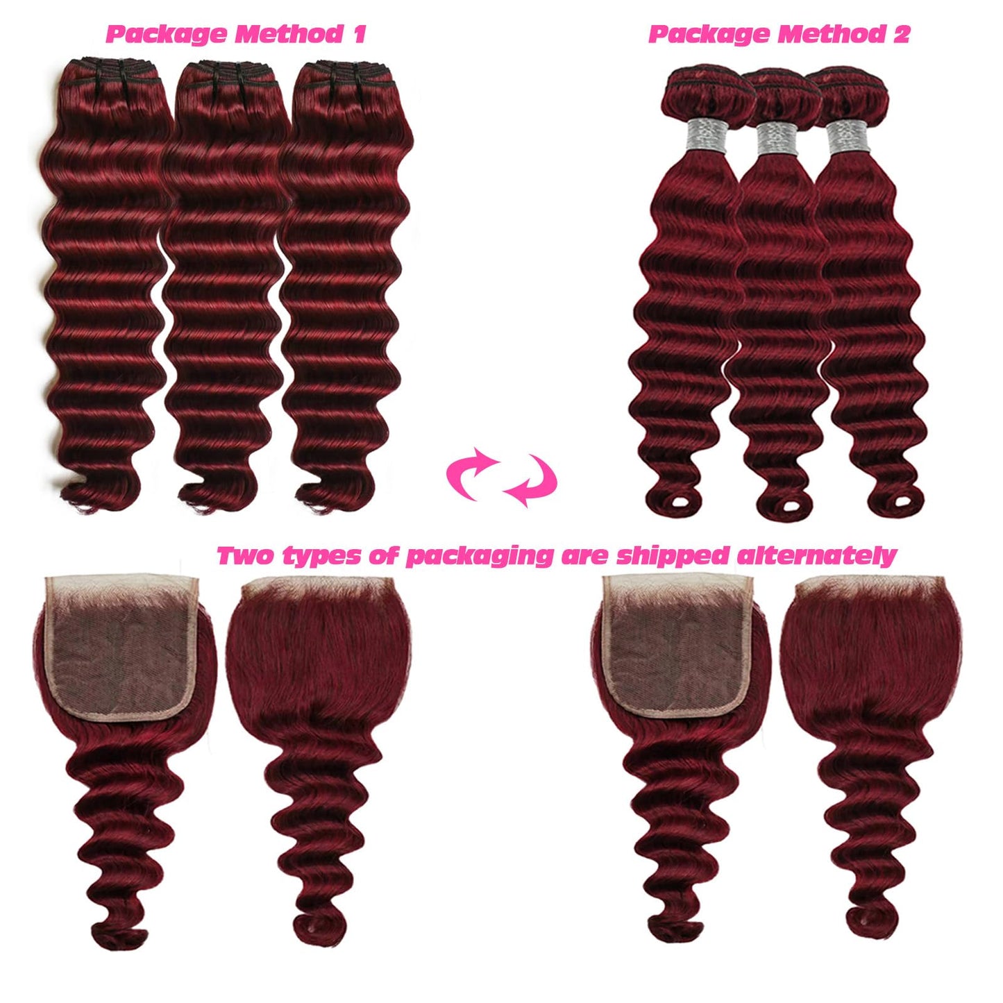 Loose Deep Wave Burgundy Bundles Human Hair with Hd Lace Closure 20 22 24+20inch, 10A Raw Brazilian Human Hair Weave Bundles Wine Red Color