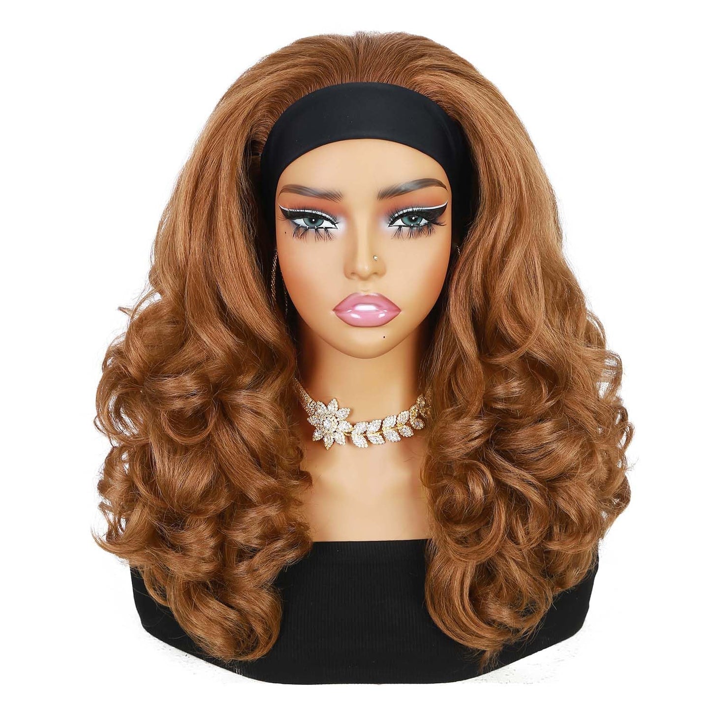 Quantum Love Yaki Curly Headband Wigs for Black Women Kinky Straight Brown Blonde Headband Curly Ends Synthetic Wear and Go Glueless half Wig with Headbands Attached