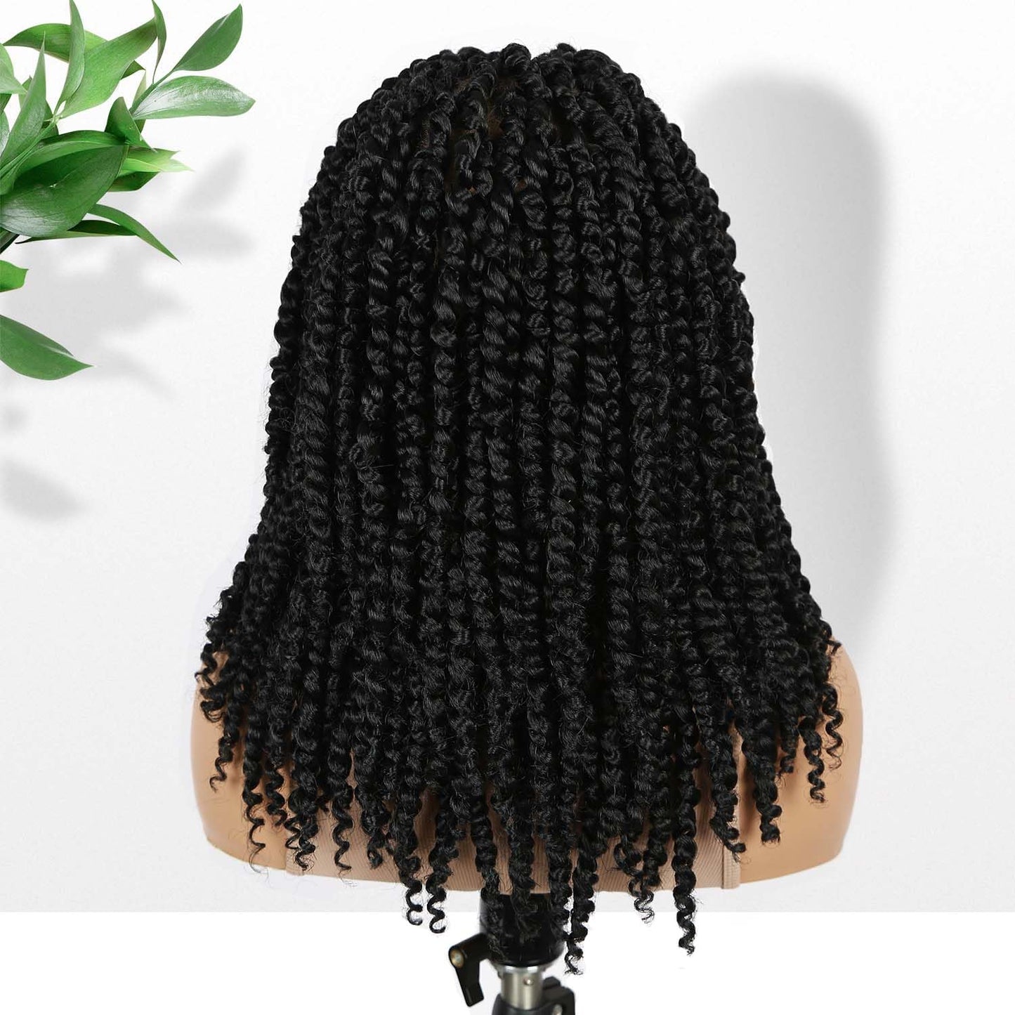 Fancy Hair Full Lace Short Passion Twist Wig with Baby Hair Lace Front Knotless Braided Twist Wig for Black Women (Natural Black)