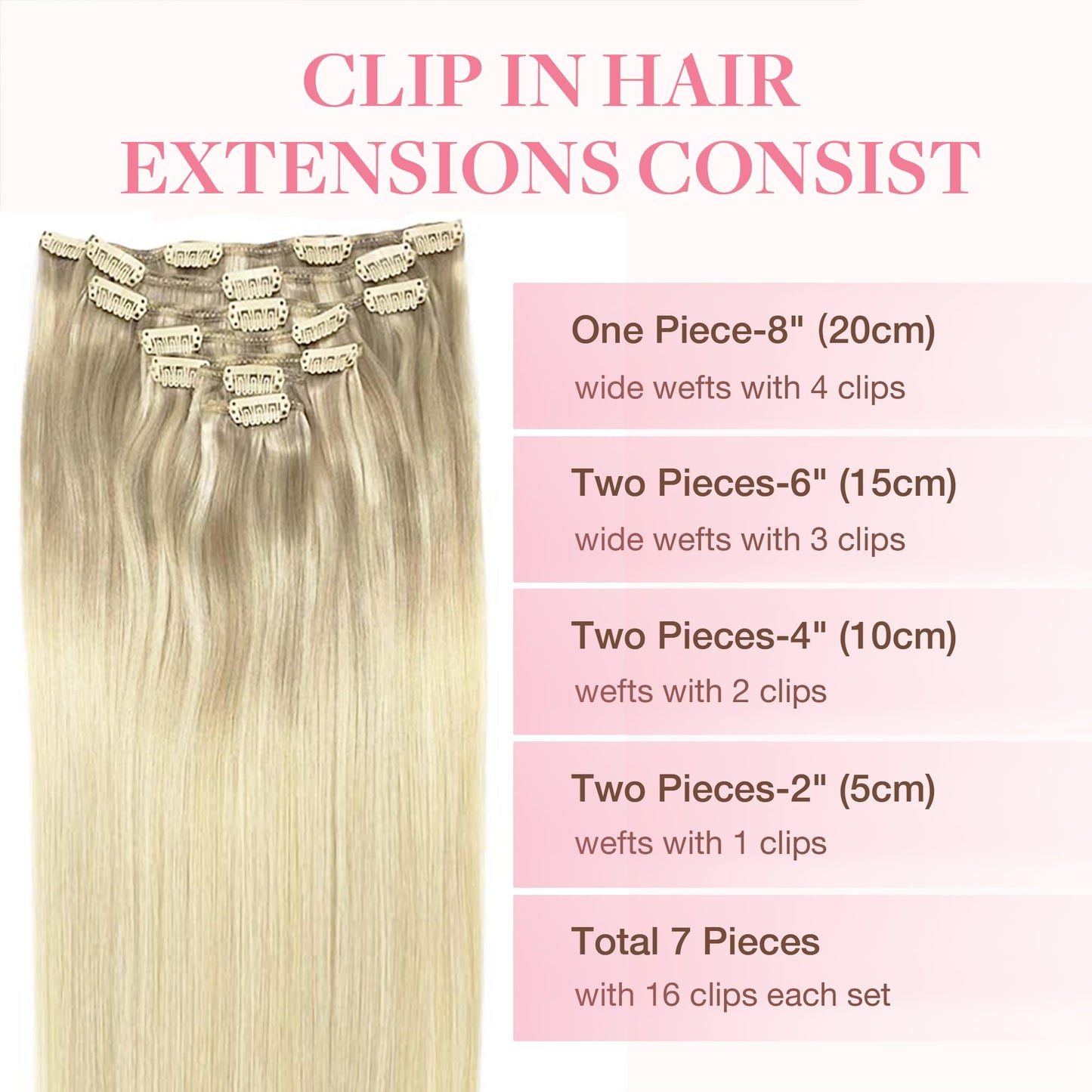GOO GOO Clip in Hair Extensions Real Human Hair, Remy Human Hair Extensions Clip ins for Women, Natural Human Hair, 14inch 120g 7Pcs, 17/22/60 Balayage Ash Blonde to Golden Blonde and Platinum Blonde