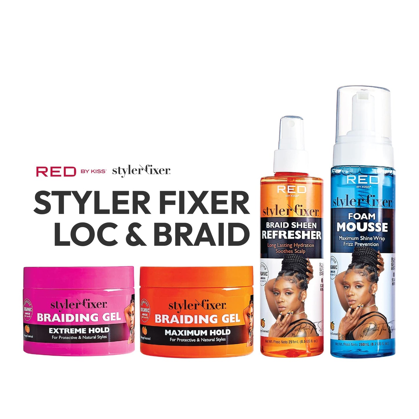 Red by Kiss Braiding Gel Extreme Hold Styler Fixer for Box Braids & Cornrows, Hydrating, Conditioning, Long-Lasting Frizz Control, 4C Moisturizing, Nourishing High Shine (6 fl. oz.)