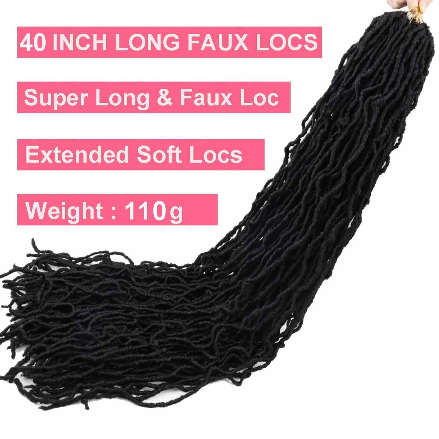 6 Packs Soft Locs Crochet Hair Pre Looped Faux Locs Crochet Braids Goddess Locs Dreadlocs Synthetic Hair For Black Women (1B, 40 Inch (Pack of 6))