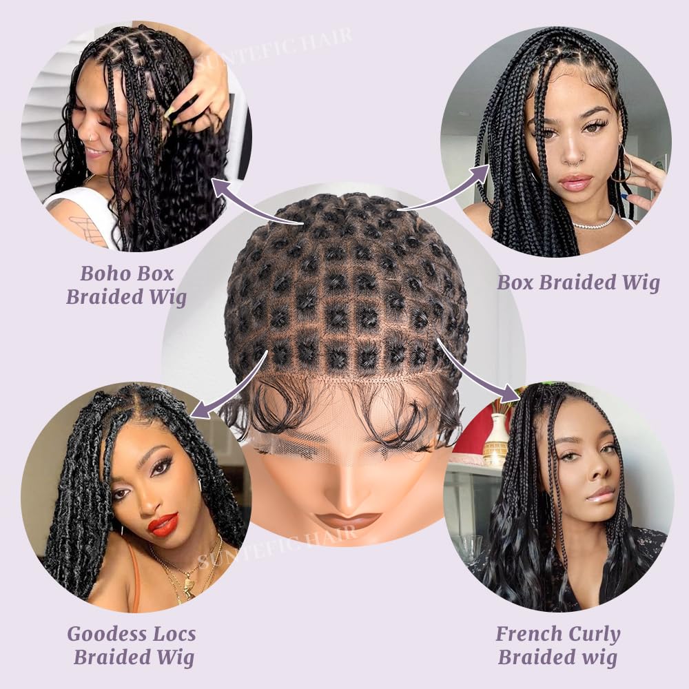 Suntefic Braided Wig Cap With Baby Hair Crochet Wig Cap For Crochet Braids Hair Glueless Double Full Hd Lace Wig Caps For Black Women (Black-123)