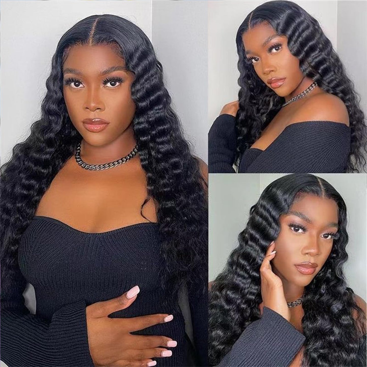 Beaushine Human Hair Bundles Loose Deep Wave Bundles and Closure (14 16 18+14) 10A Brazilian Loose Wave hd Lace Closure with Unprocessed Brazilian Raw Virgin Human Hair Quick Weave Bundles