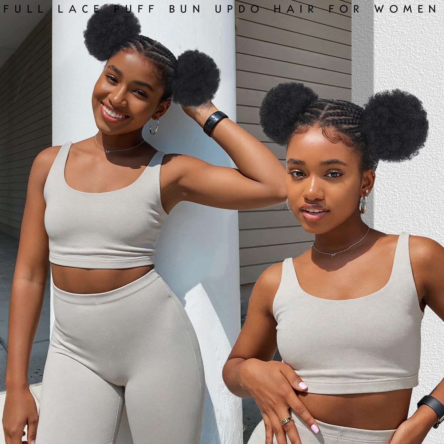 Lady Miranda Full Lace Braided Wig with Afro Puff Wigs for Black Women Short Braid Wig with Baby Hair Cornrow Box Braid Wigs for Black Women Short Lace Front Synthetic Fully Handmade Hair