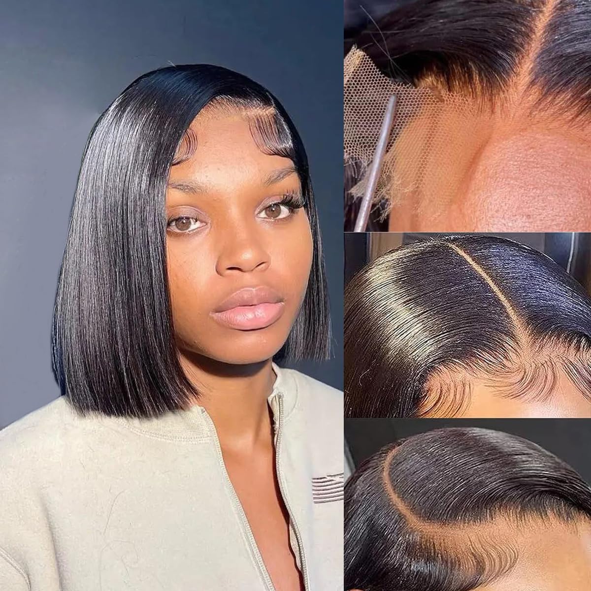 Karlami Hair 6x6 Bob Wig Human Hair HD Transparent Bob Lace Front Wigs Human Hair for Women 150% Density Short Bob Wigs (6x6 Straight Bob Wig Black Color, 10 INCH)