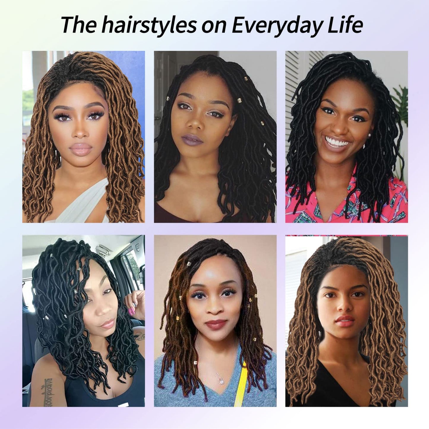 Kalyss 18" Side Part Locs Wigs Dreadlock Wigs for Black Women Lace Front Braided Wig with Baby Hair Curly Locs Wigs Japan-made Synthetic Braided Twist Wigs(Ombre Black to Brown)