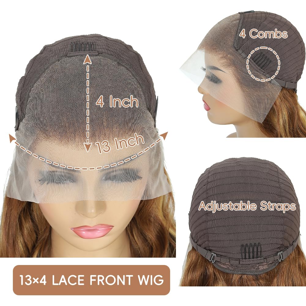 Highlight Ombre Lace Front Wig Human Hair 13x4 Ombre Lace Front Wig Human Hair Pre Plucked 200% Glueless Highlight Body Wave Wigs 30 Inch