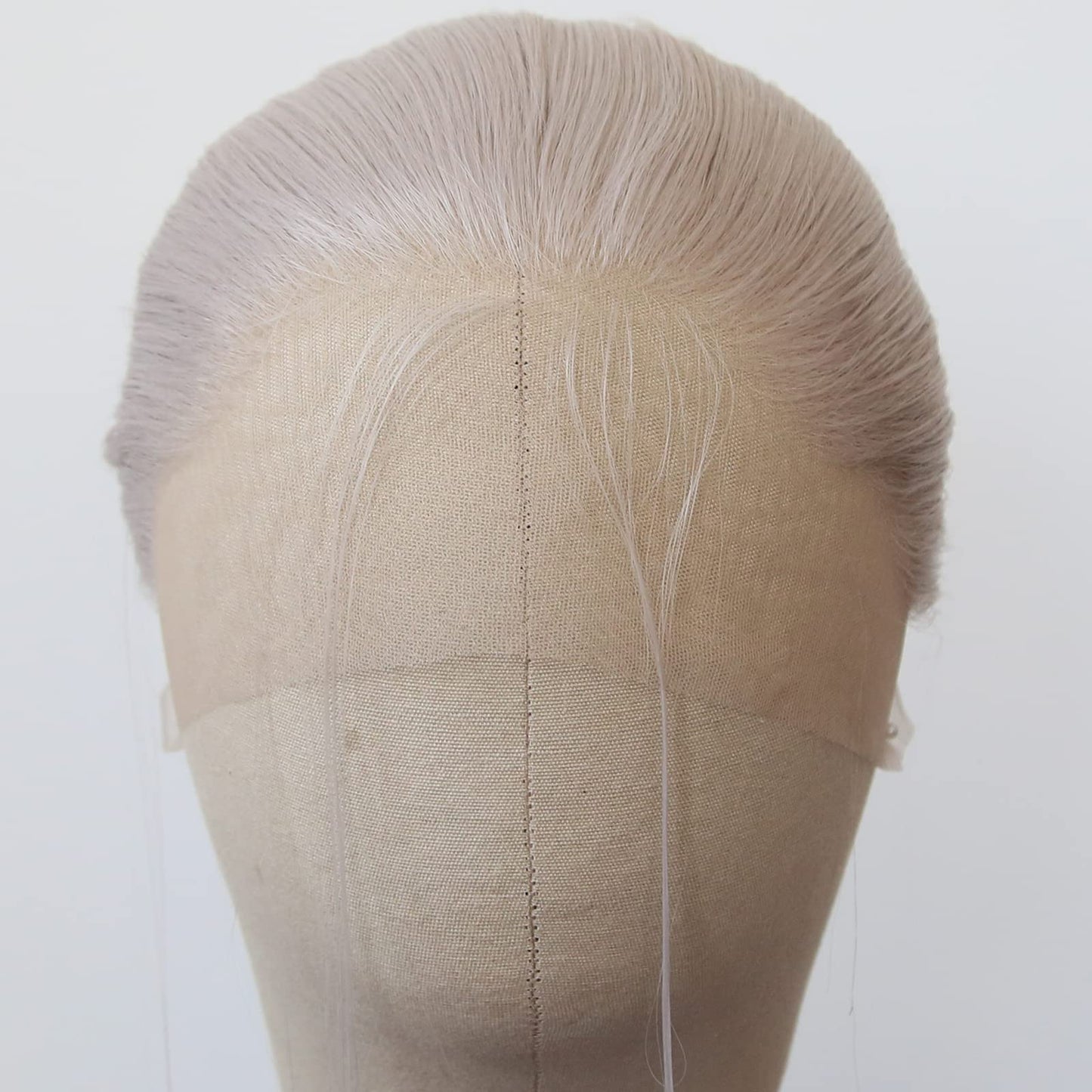 BTWTRY Ash Blonde Synthetic Lace Front Wig Long Straight Grey Lace Front Synthetic Wig Pre Plucked Natural Hairline Glueless Heat Resistant Fiber Hair Wig for Fashion Women (Ash Blonde)