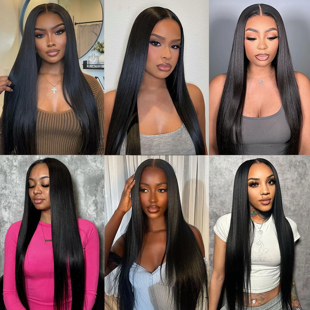 Vanlov 16A Human Hair Bundles Straight Hair 3 Bundles 14 16 18 Inch 100% Unprocessed Brazilian Remy Hair Natural Black Bundles