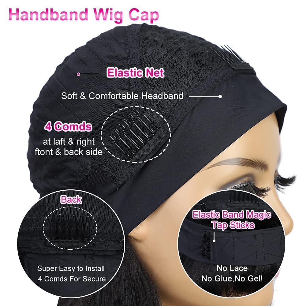 AISI QUEENS Headband Wig Human Hair For Black Women Jerry Curly Wigs Easy Wear Glueless Human Hair None Lace Front Wig Short Curly Headband Wigs (10 Inch, Curly Headband Wigs)
