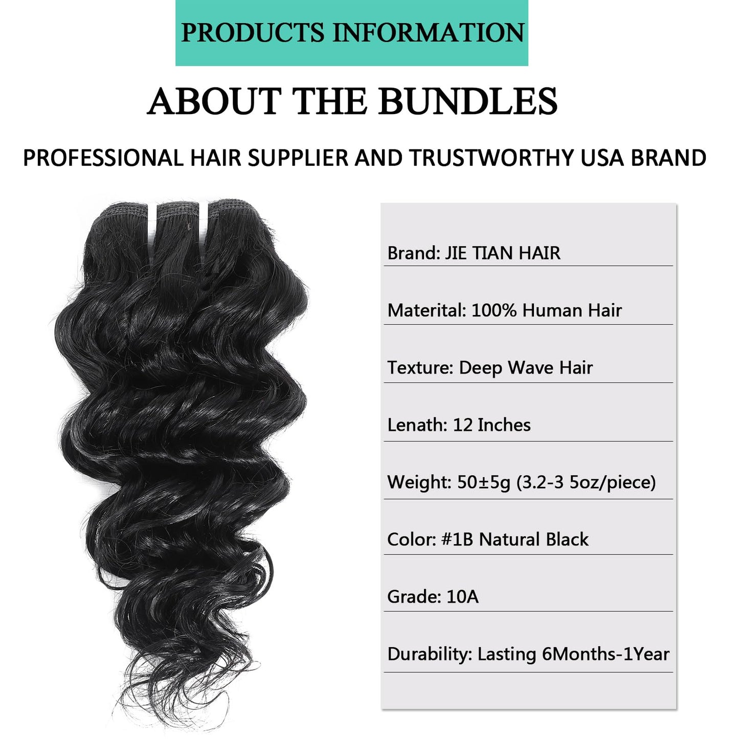 JTdebade Deep Wave Human Hair bundles 10 Inch 12A Grade Brazilian Human Hair 100% Virgin Weave Bundles Human Hair for Black Women (10'' 10'' 10'' 10'')