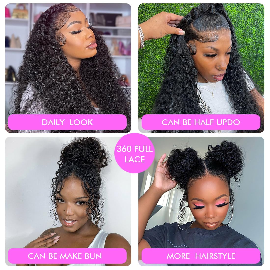 Healthair Deep Wave Lace Front Wig 360 Lace Front Wigs Human Hair Invisi Strap Pre Bleached Pre Cut Lace Pre Plucked Human Hair Wigs for Black Women 12inch