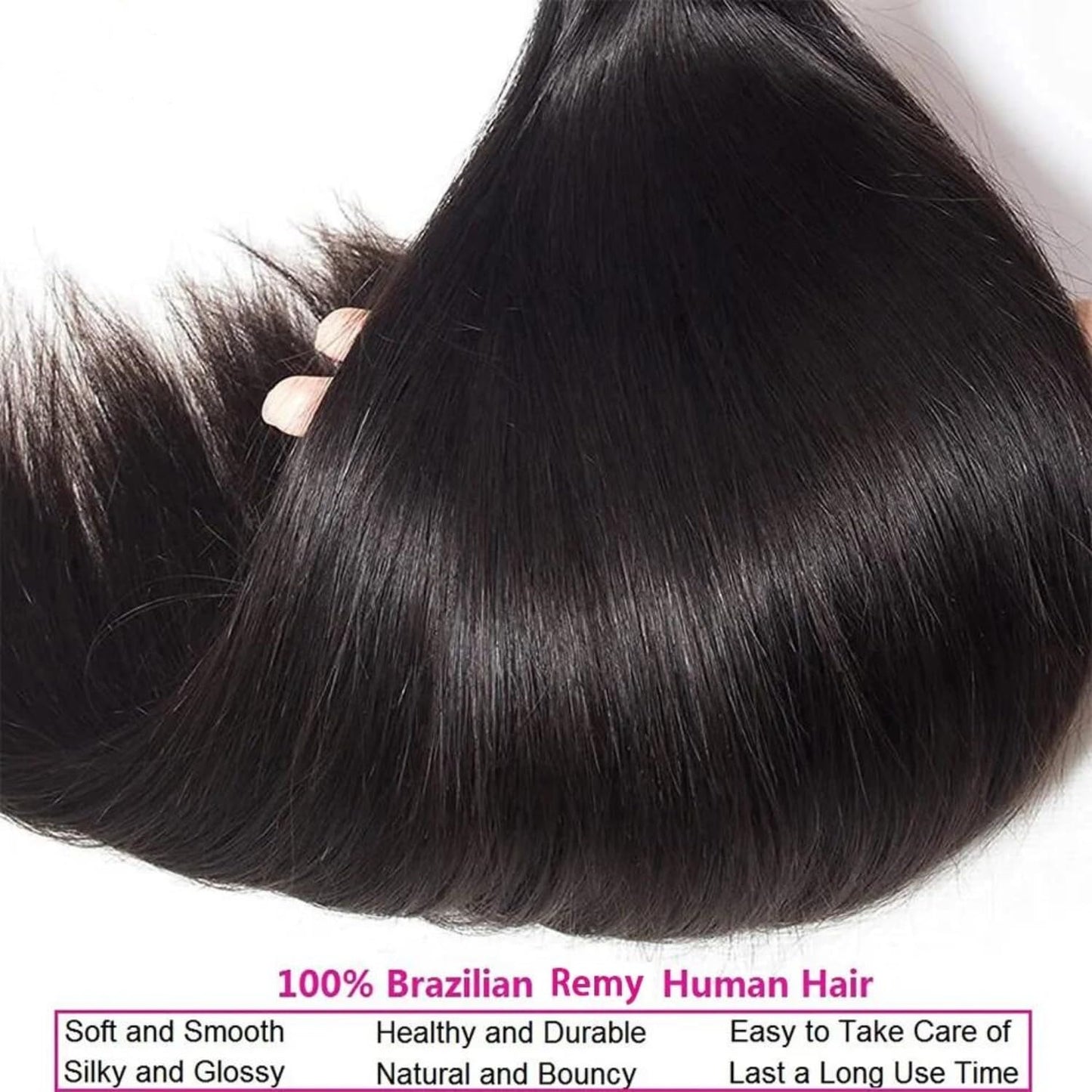 SIIKAP Straight Human Hair Bundles 100% Unprocessed 12A Brazilian Virgin Hair 14 14 14 Inch Straight Bundles Human Hair Double Weft 3 Bundles Straight Weave Natural Black