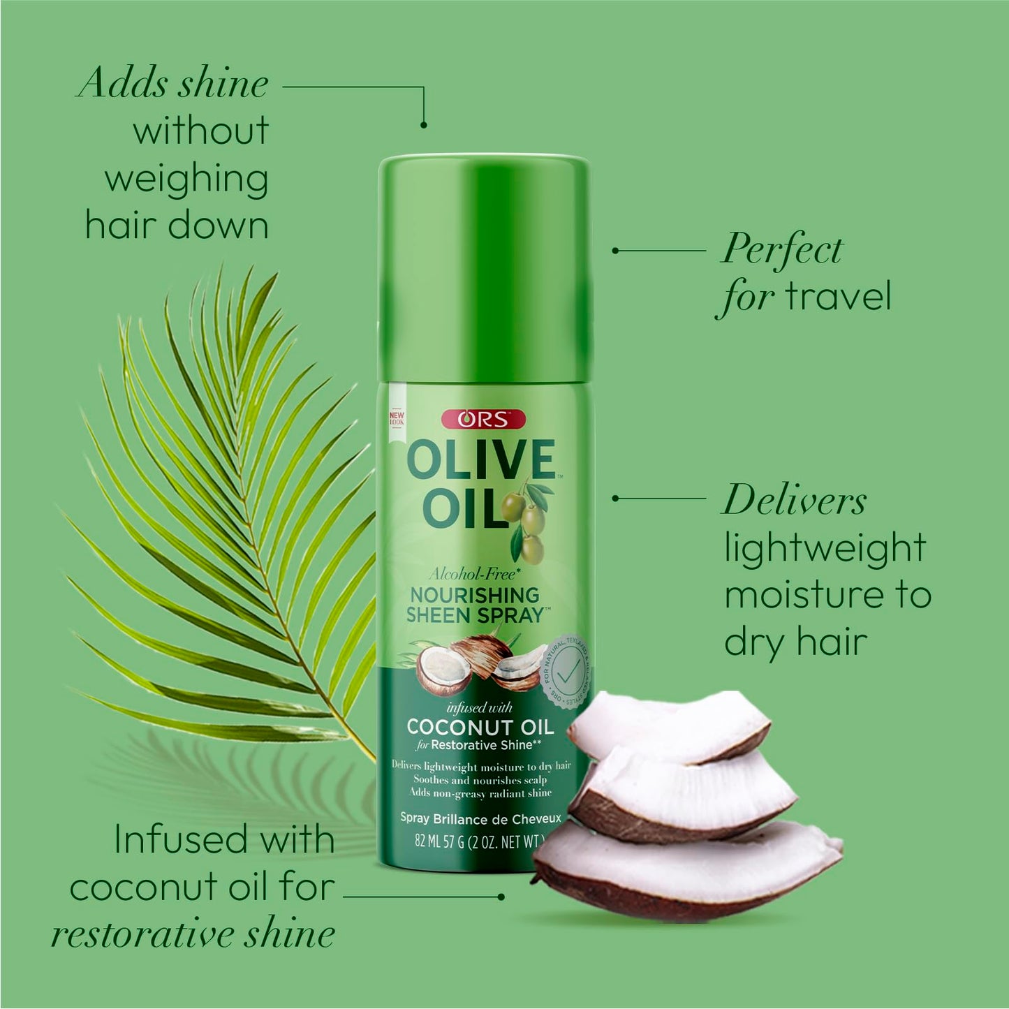 ORS Olive Oil Nourishing Sheen Spray Infused with Coconut for Restorative Shine