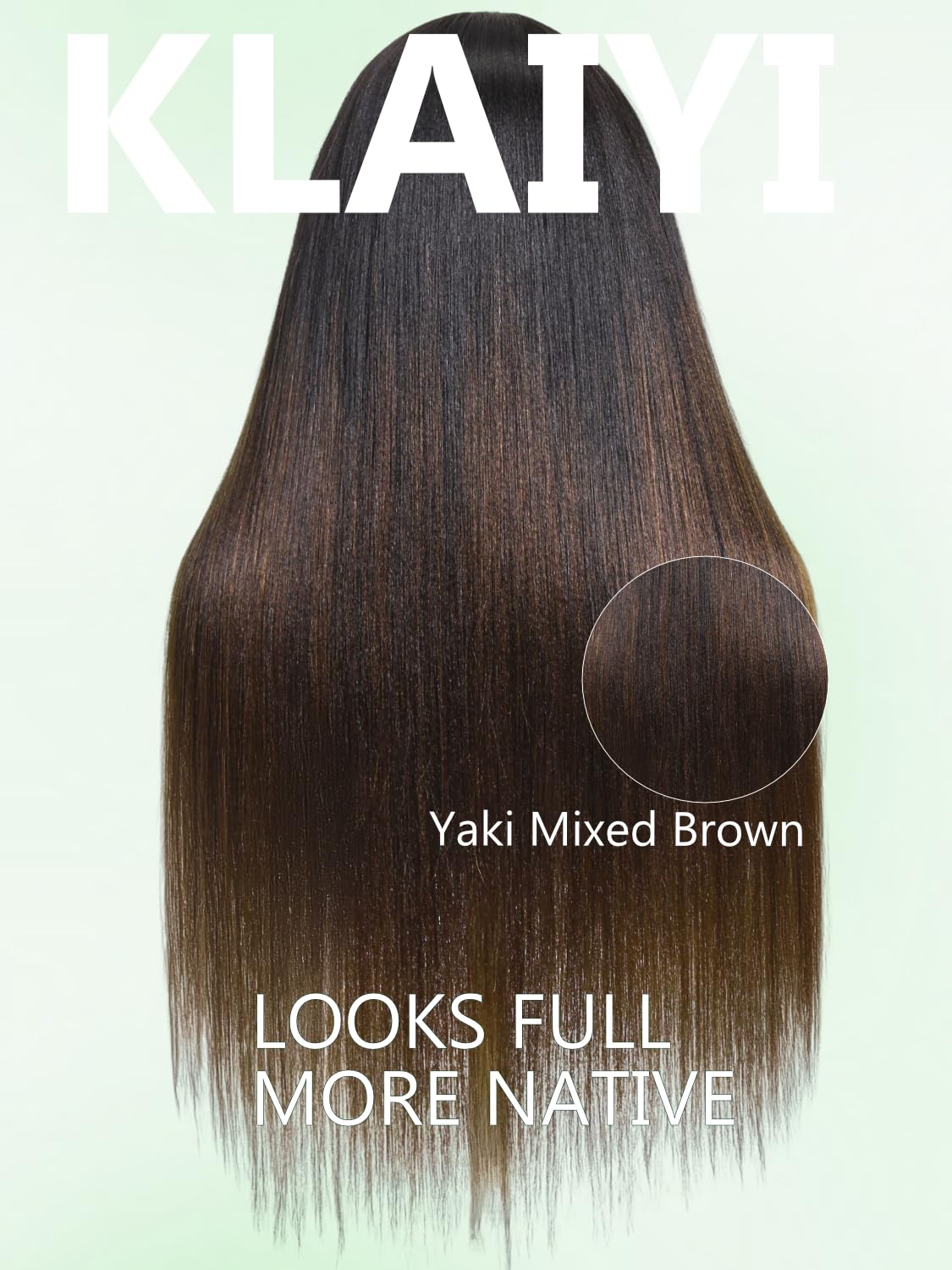 KLAIYI Ombre Brown Yaki Straight Headband Wig Human Hair Glueless Wear and Go Wig with Dark Roots Drawstring Chestnut Kinky Clip In Half Wigs for Black Women No Lace No Glue 30S Ready to Wear 26Inch