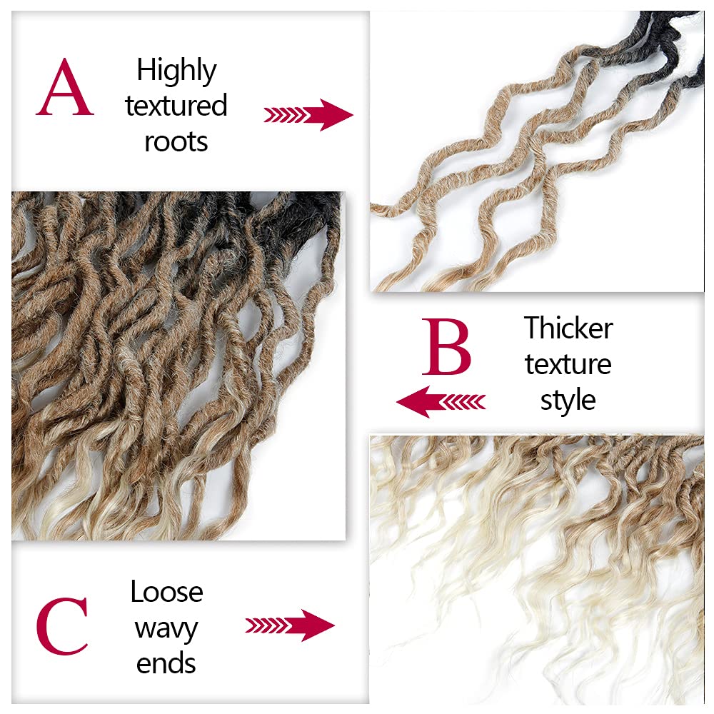 Faux Locs Crochet Hair 6Packs 24Inch Goddess Locs Crochet Hair,Soft Locs Crochet Locs With Curly Ends (24'', 1B/27/613)
