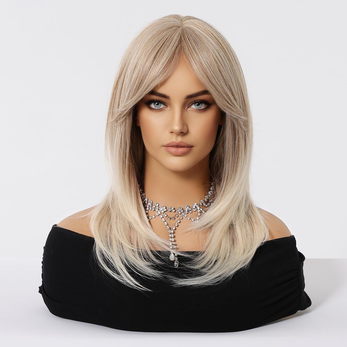 Tumhorn Blonde Wig for Women Long Wavy Wigs Middle Part Natural Looking Heat Resistant Synthetic Wig for Daily Party Use