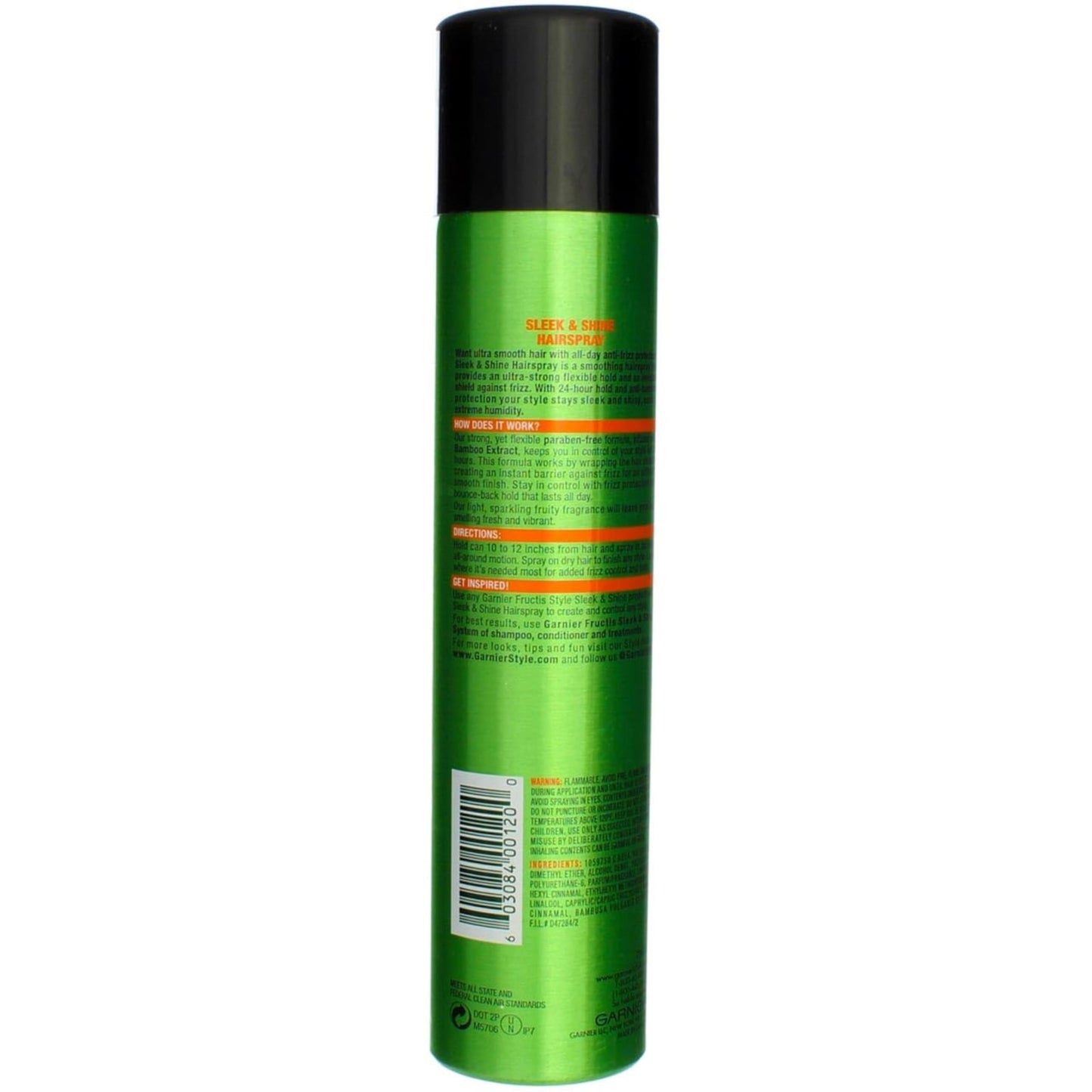 Garnier Fructis Style Sleek and Shine Anti-Humidity Hairspray, Ultra Strong Hold, Frizz Protection 8.25 Oz, 1 Count (Packaging May Vary)