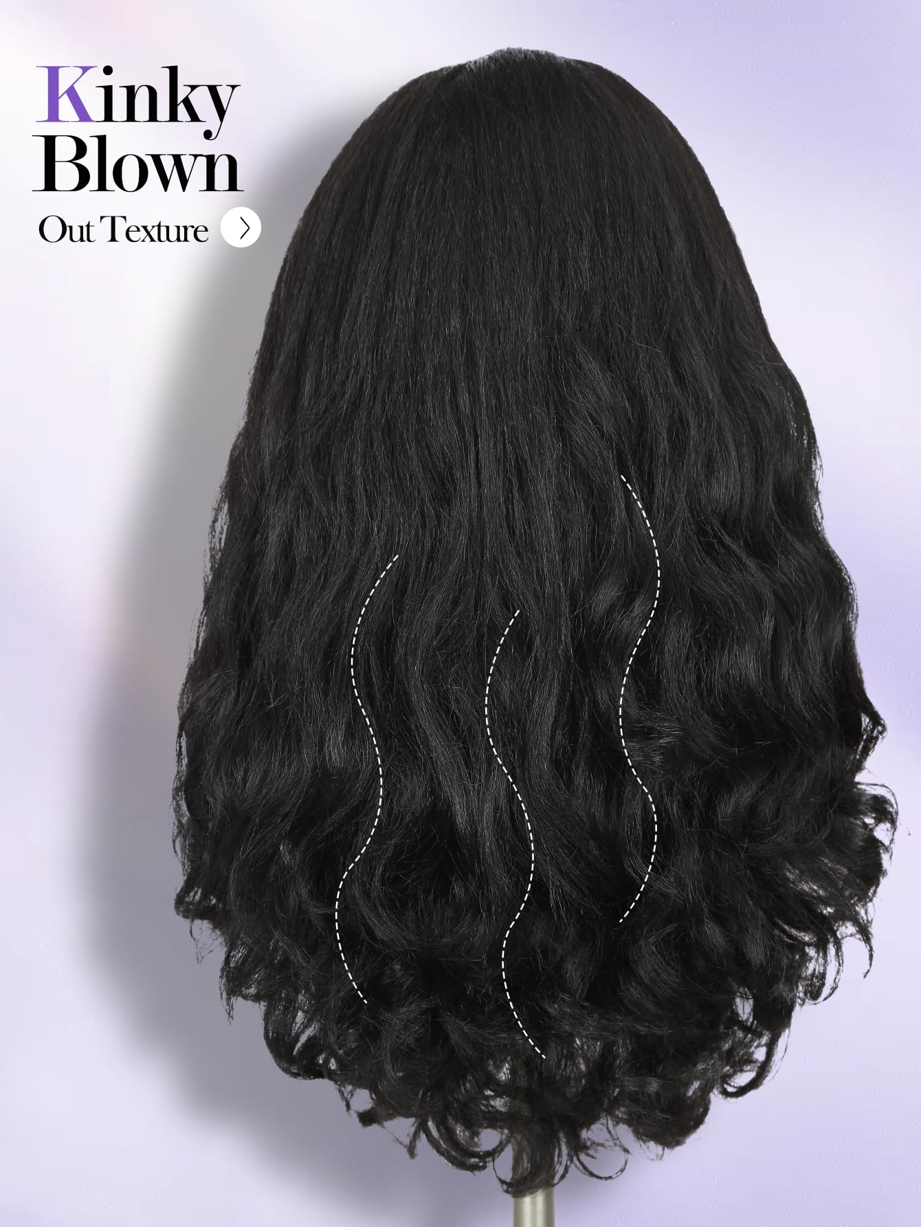 FANCEE Yaki Wavy Headband Wigs Black Kinky Straight Wear and Go Wig with Curly Wavy Ends for Mom on the Go Synthetic Headband Blow Out Style Natural Hair Wig for Black Women