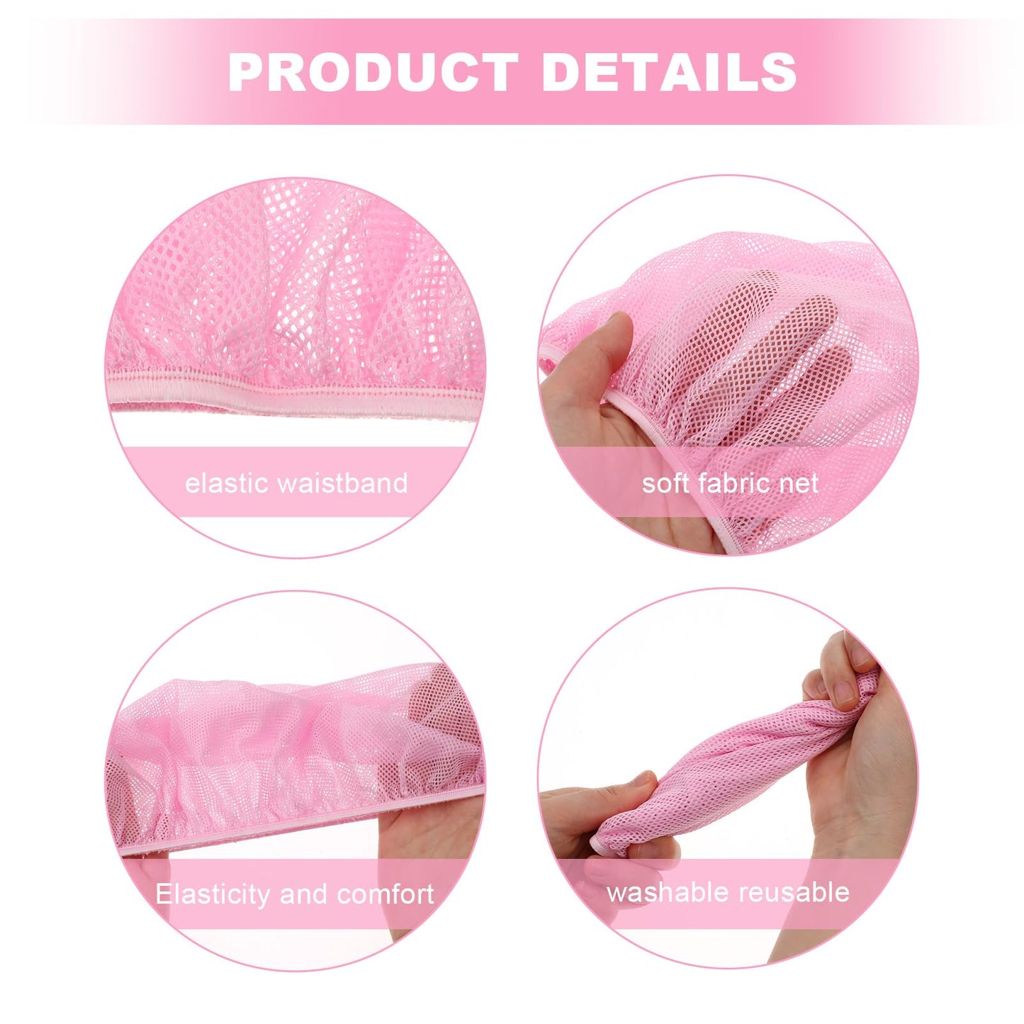 Dimeho 4 Pcs Mesh Sleep Bonnets Night Sleep Cap Hair Net for Sleeping Wig Cap Sleep Caps for Women(Pink/Black