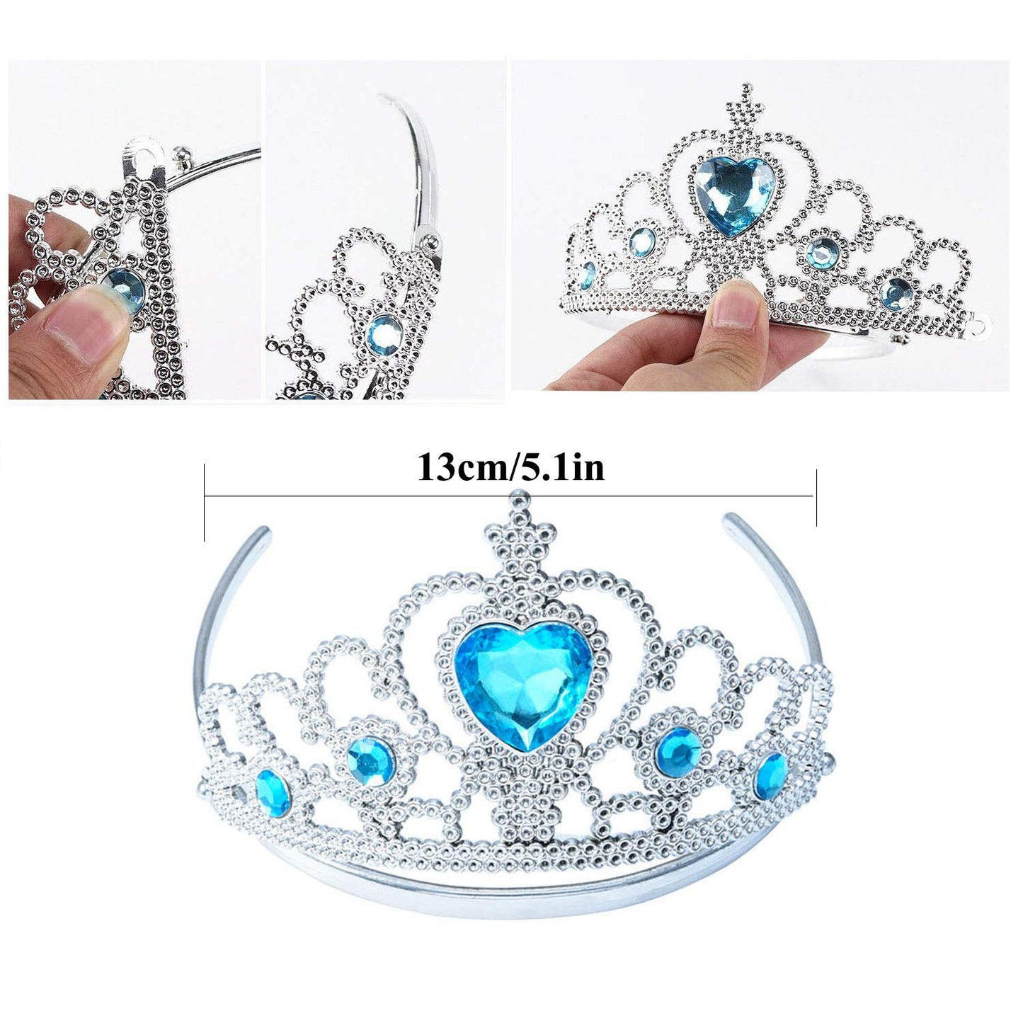 Arabian Princess Wig for Girls Jasmine Braid with Princess Tiara Princess Dress Up Costume Cosplay Halloween Accessories for Kids
