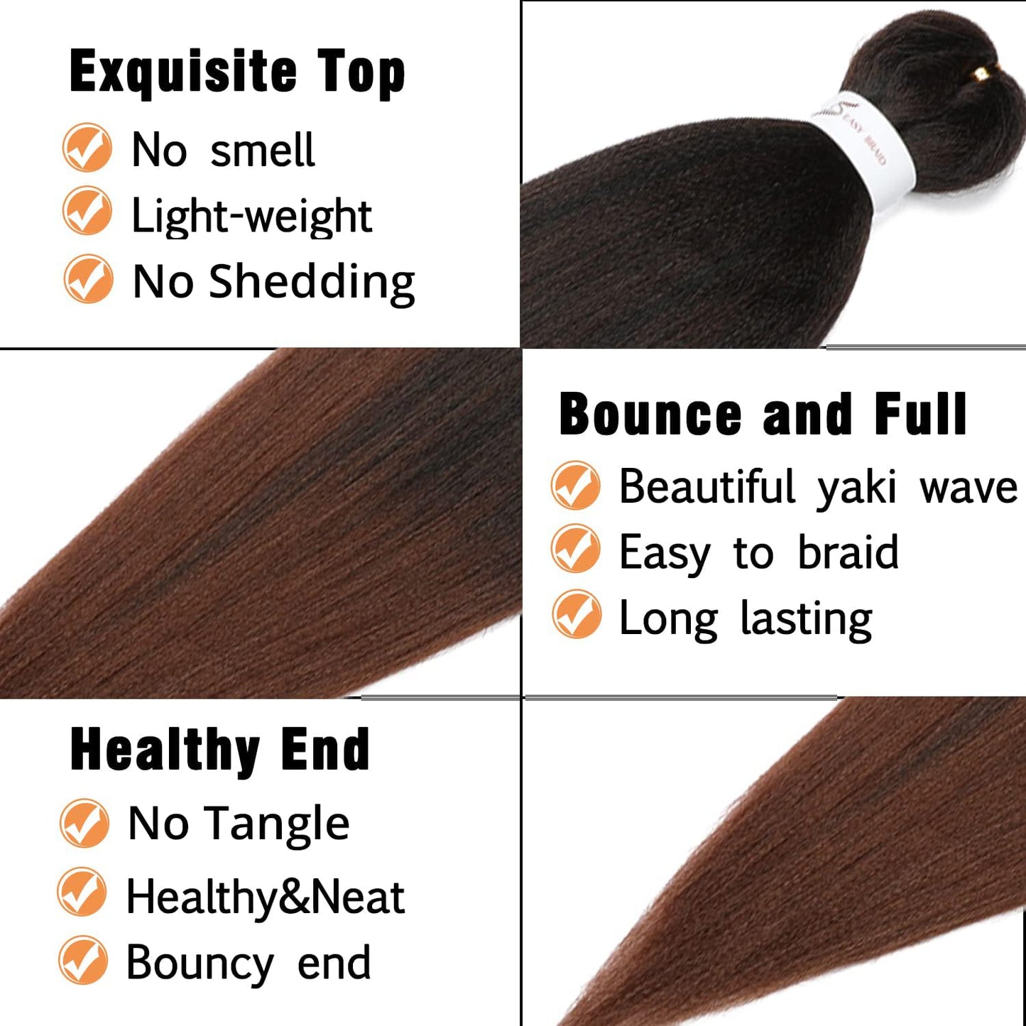 Braiding Hair Pre Stretched 24 Inch 8 Packs Ombre Braiding Hair Professional Soft Braiding Hair Yaki Texture, No Itch, Hot Water Setting Hair Extensions for Braids (24in,1B/30)