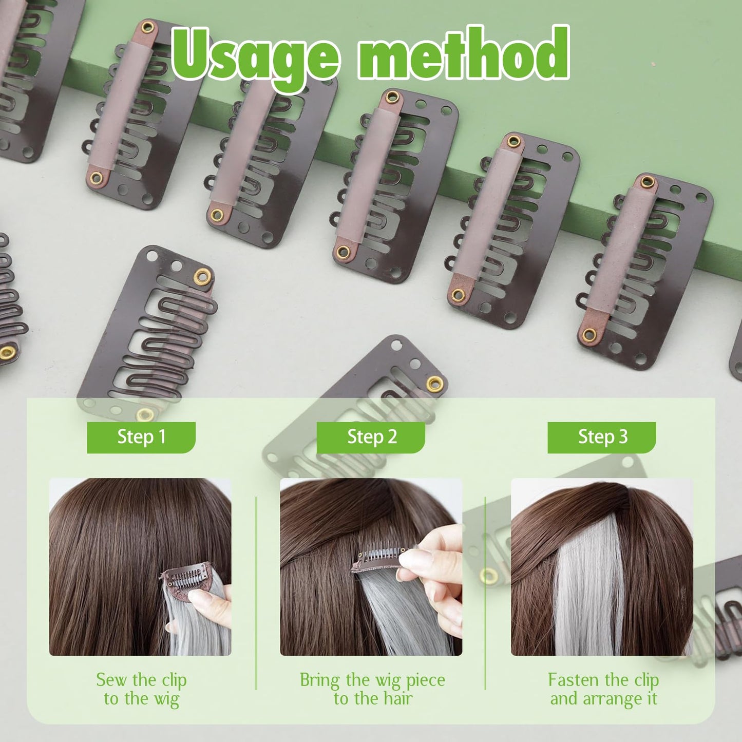 120 pcs Hair Extension Clips, Complete Hair Extensions Clip Wig Making Set, Wig Clips for Hair Extensions Include Hair Sewing Needles and Threads
