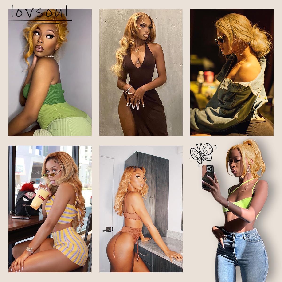 Honey Blonde 13x6 HD Body Wave Lace Frontal Wigs 26inch Pre-Plucked, Synthetic Lace Front Wig 200 Density, 27# Colored For Black Women