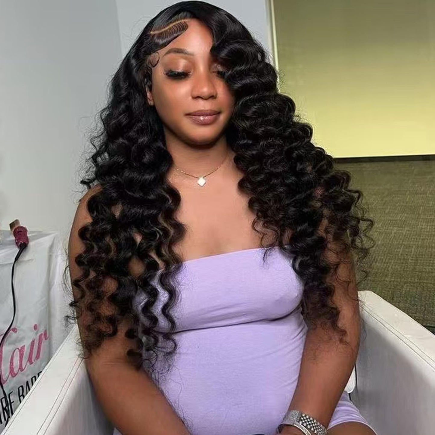 Beaushine 10A Bundles Human Hair Loose Deep Curly 3 Bundles with Closure-20 22 24+20inch, Brazilian Raw Human Hair Deep Wave hd Lace Closure with Quick Weave Sew in Hair Extensions Natural Black Color