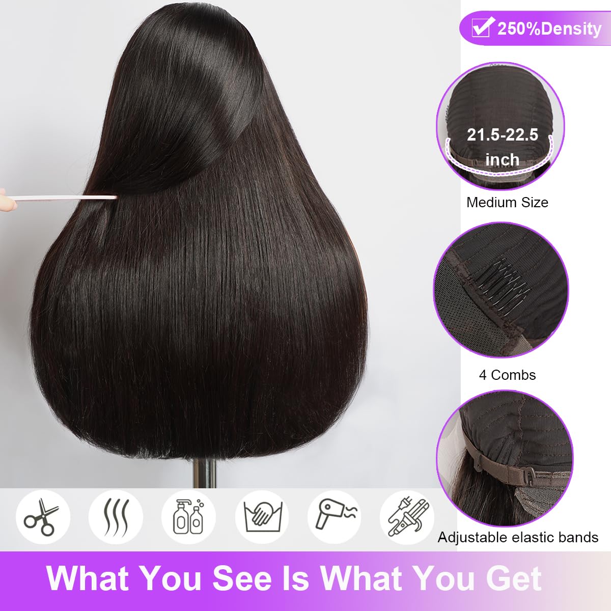 Lemo beauty Straight Human Hair Wigs 13x4 Hd Lace Front Wigs Human Hair for Black Women 12A Double Drawn Brazilian Virgin Human Hair Transparent Lace Pre Plucked&Pre Bleached Lace Front Wigs 220%