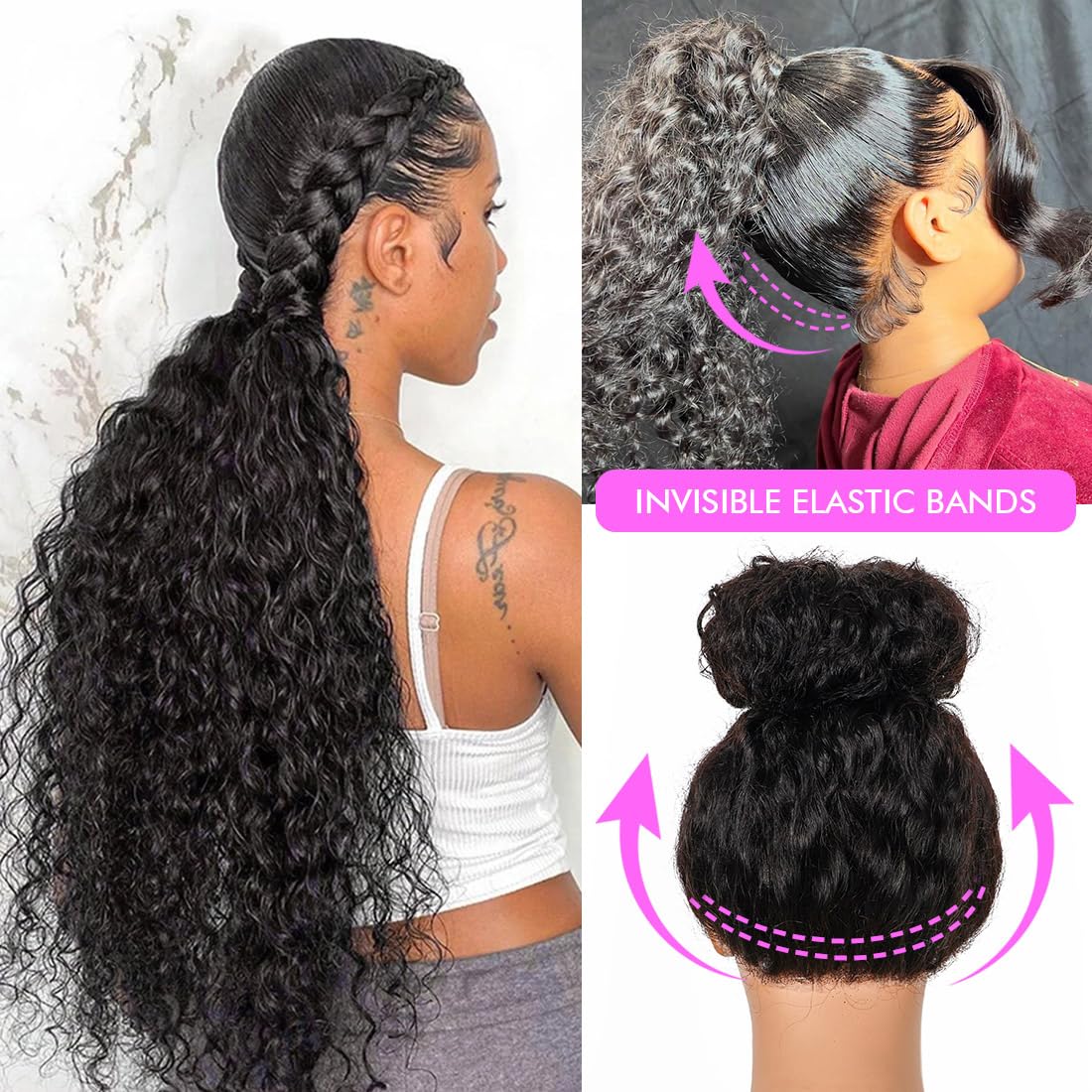 Healthair Deep Wave Lace Front Wig 360 Lace Front Wigs Human Hair Invisi Strap Pre Bleached Pre Cut Lace Pre Plucked Human Hair Wigs for Black Women 12inch
