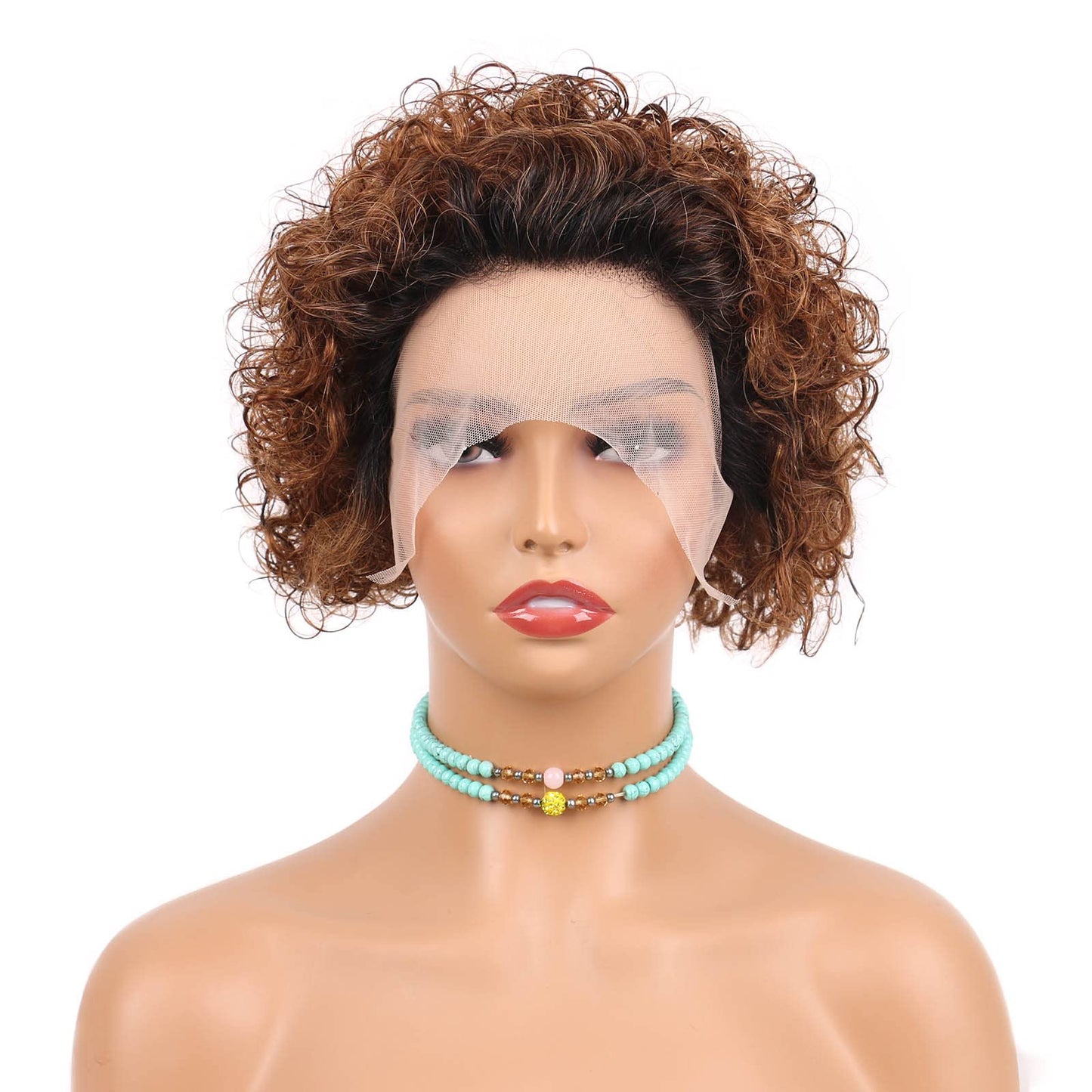 Czrleaty Ombre Ginger Pixie Cut Wigs Human Hair Short Curly Lace Front Wig Ombre Ginger 13X1 Pixie Wig For Black Women 150% Density