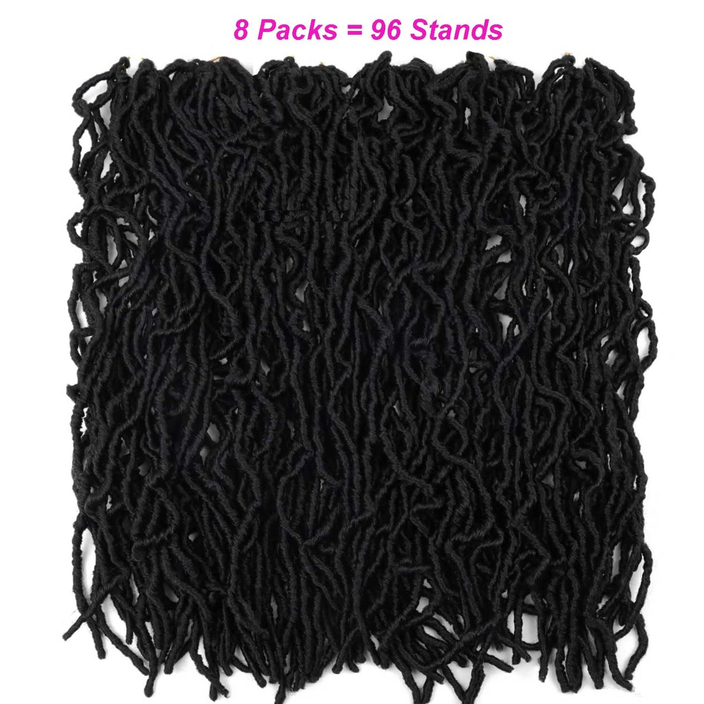 8 Packs Soft Locs Crochet Hair Pre Looped Faux Locs Crochet Braids Goddess Locs Dreadlocs Synthetic Hair For Black Women (1B, 24 Inch (Pack of 8))