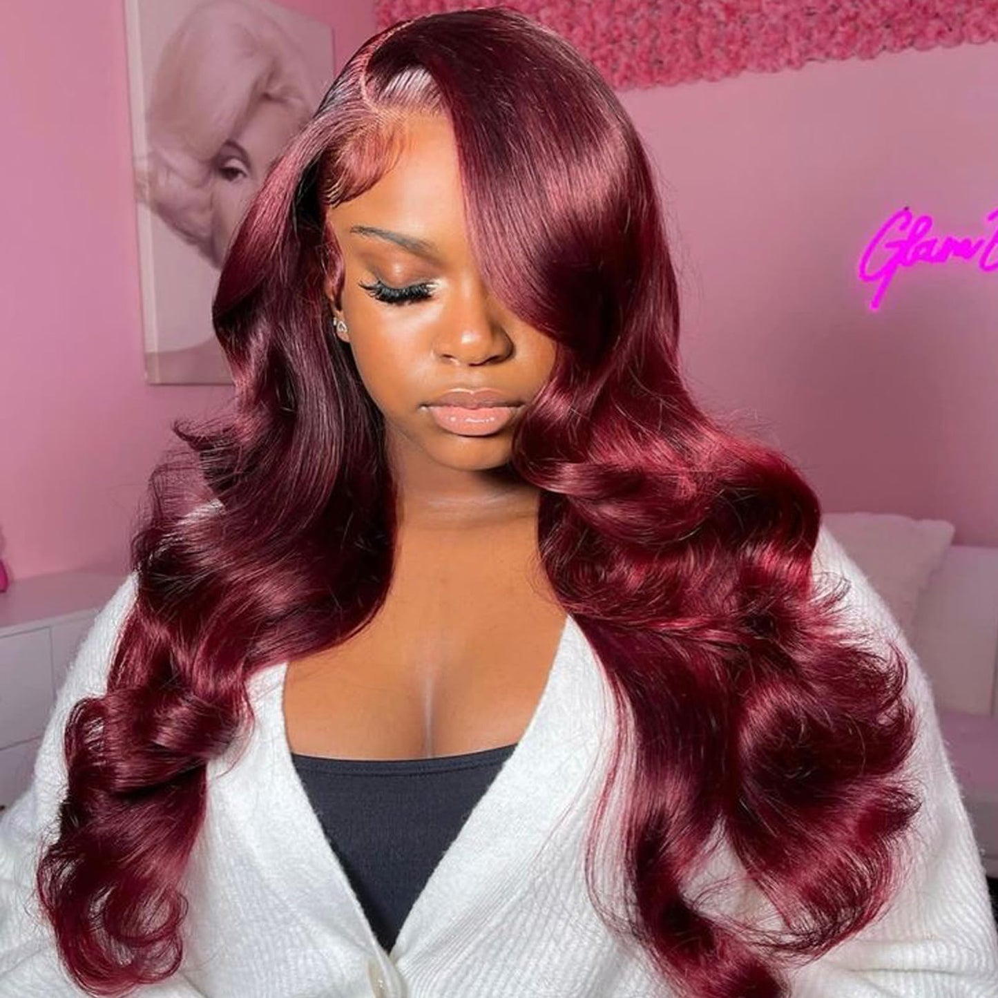 Beaushine 10A Loose Deep Wave Bundles with Closure Human Hair 14 16 18+14inch, Unprocessed Raw Brazilian Hair Weave-Burgundy/Wine Red Color Lace Closure with 3Bundles Sew in Hair Extensions