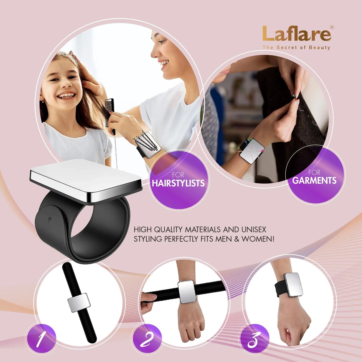 Laflare Braiding Rack for Hair with Comb set & Braid Gel Wristband & Hair clip, Hair Rack (Hair Extension Holder with 60 Pegs,) with Hair Braiding Accessories (PPCOM3)