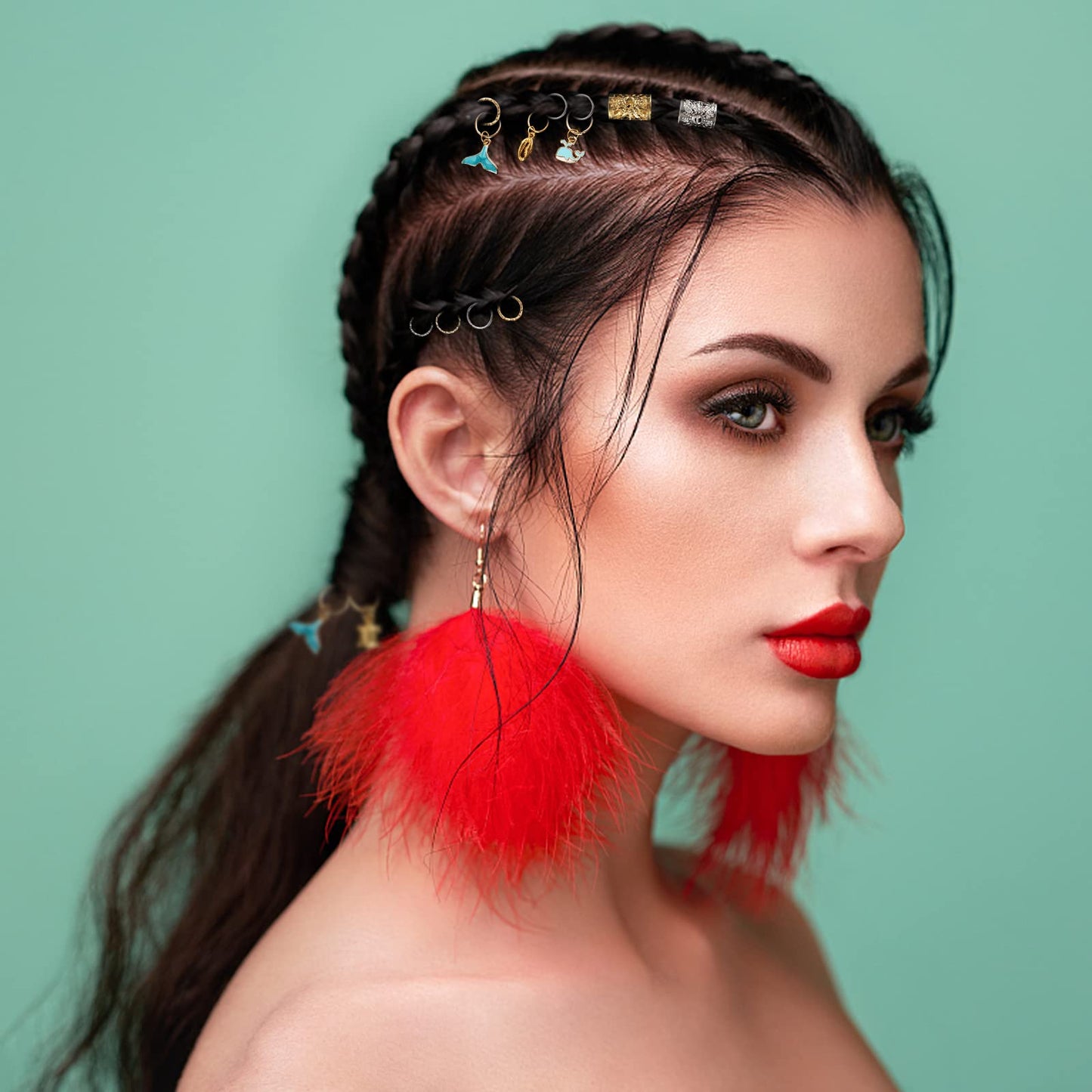 Nafaboig 200PCS Hair Jewelry for Braids, dreadlock accessories, Loc Hair, Braid Rings Clips Beads Braiding Cuffs Charms Decoration Girls Women