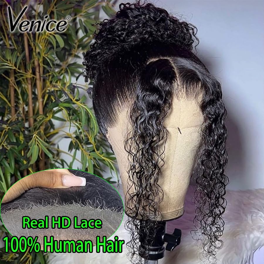 Elva Hair Real HD Lace Wig Wear Go Glueless Curly Human Hair Wigs HD Lace Frontal Wig PrePlucked Byebye Knots with Baby Hair (9x6 Real HD Lace 180% Density, 26 inch)