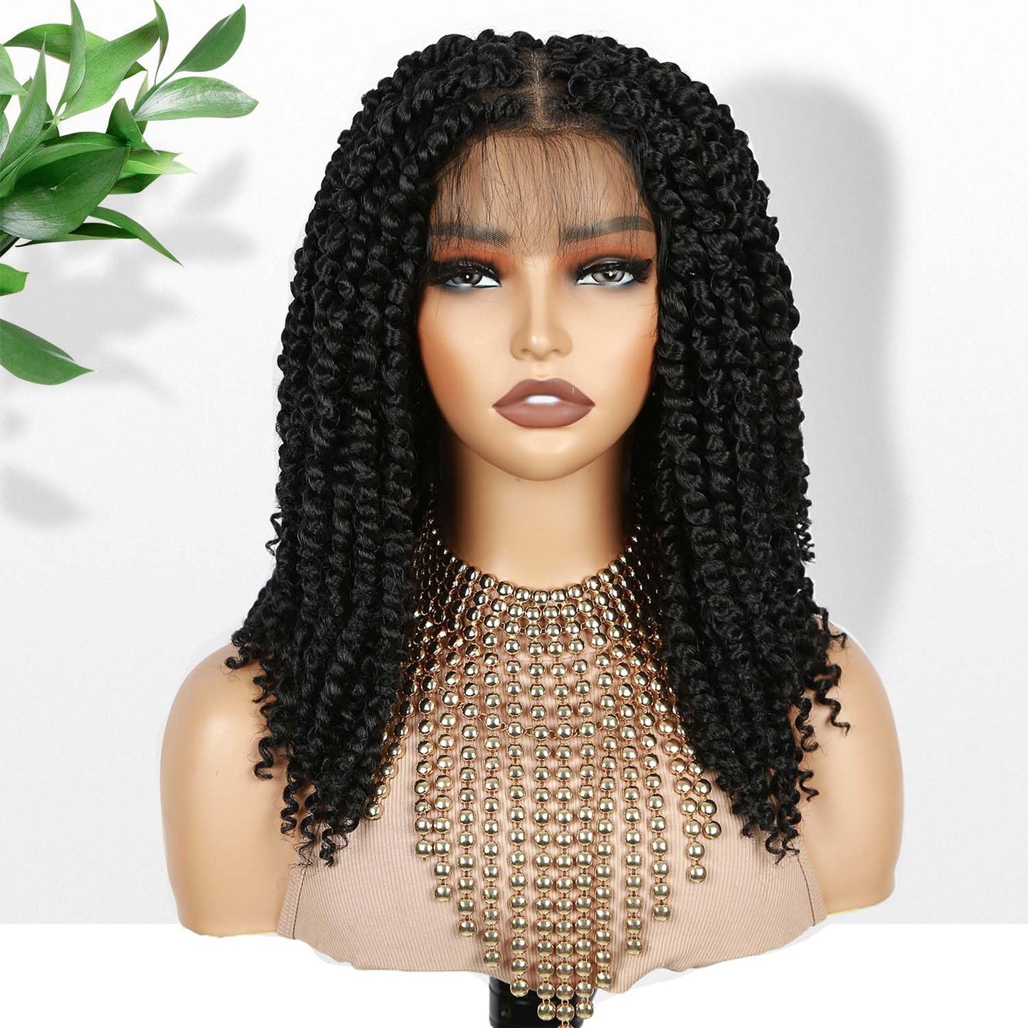 Fancy Hair Full Lace Short Passion Twist Wig with Baby Hair Lace Front Knotless Braided Twist Wig for Black Women (Natural Black)