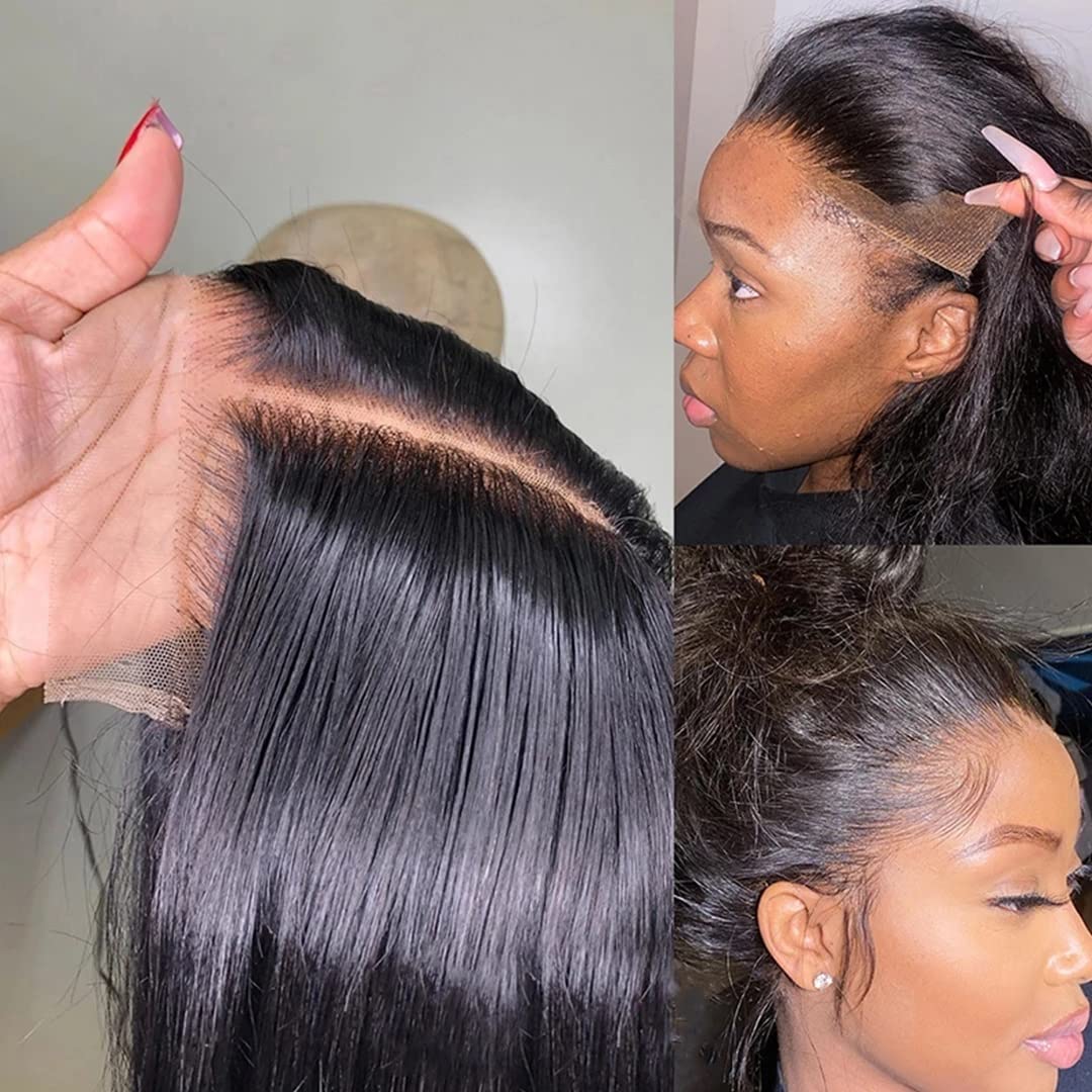cuckoo 4X4 HD Lace Closure, HD Lace Frontal Closure Human Hair Extensions, Transparent Frontal Closure, Straight 14inch HD Closure, Brazilian Virgin Human Hair Extensions HD Lace Closure 130% Density