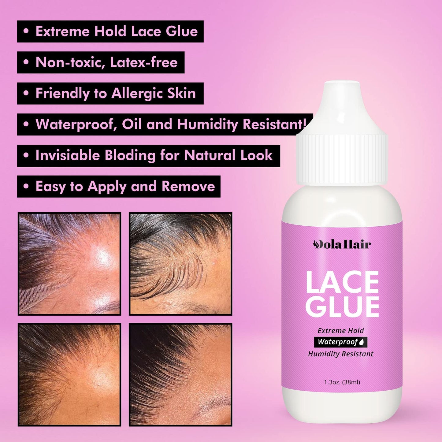 Dolahair Lace Glue Kit - Complete Set with Lace Tint Mousse, Wig Installation & Melting Spray (Dark Brown)