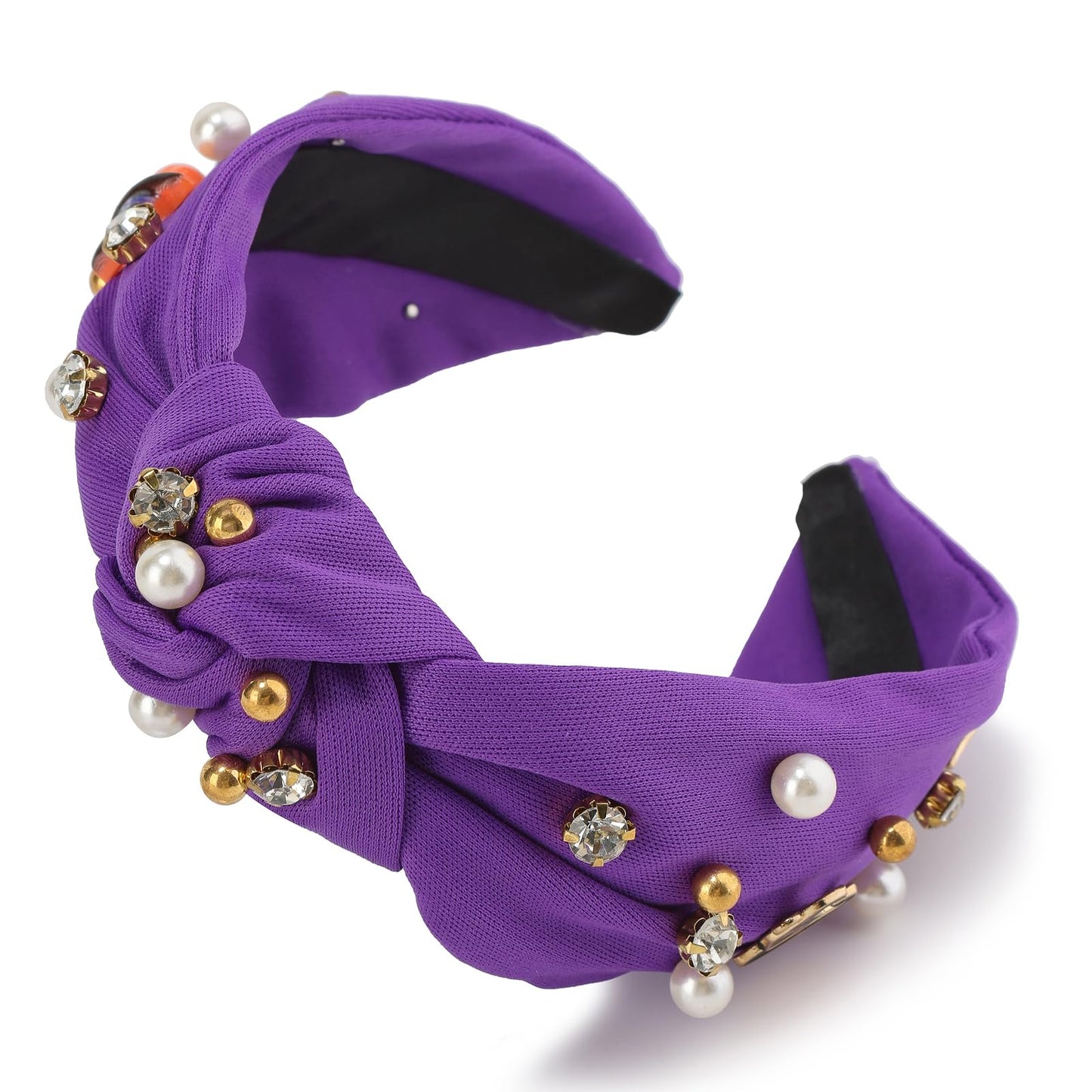 Danumei Halloween Headband Spooky Knotted Headbands for Women Gothic Boo Hairband Twist Wide Hair Accessories for Costume Party