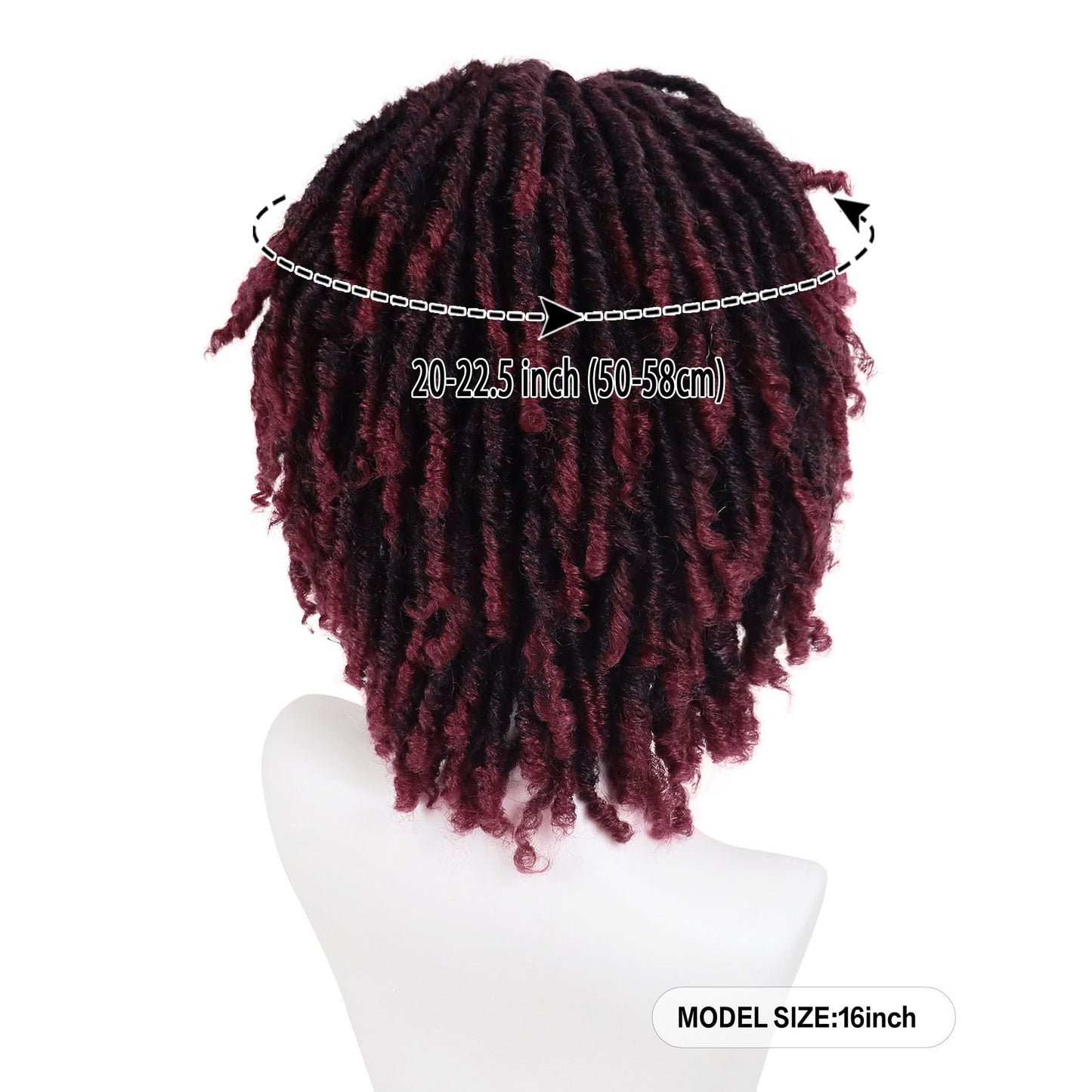 GNIMEGIL Mens Dreadlock Wig Ombre Wine Red Curly Male Fake Dreads Loc Short Braided Wig with Bangs Realistic Twist Rasta Wigs Halloween Costume