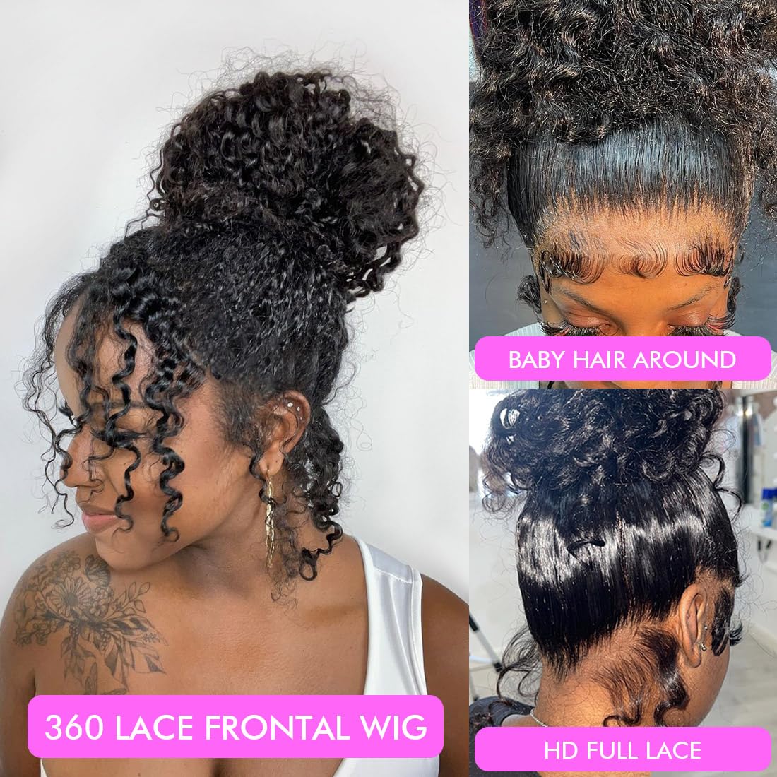 Healthair Deep Wave Lace Front Wig 360 Lace Front Wigs Human Hair Invisi Strap Pre Bleached Pre Cut Lace Pre Plucked Human Hair Wigs for Black Women 12inch