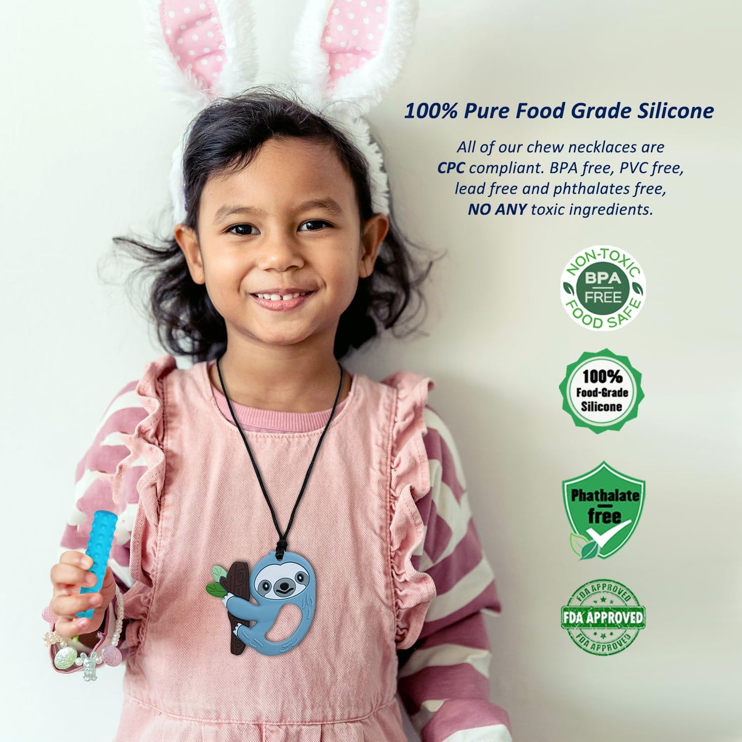 Sensory Chew Necklace for Kids Boys Girls, 6 Pack Silicone Chew Toys for Kids with ADHD Autism, Anxiety, Chewy Necklace Sensory Reduce Adults Children Chewing Fidgeting