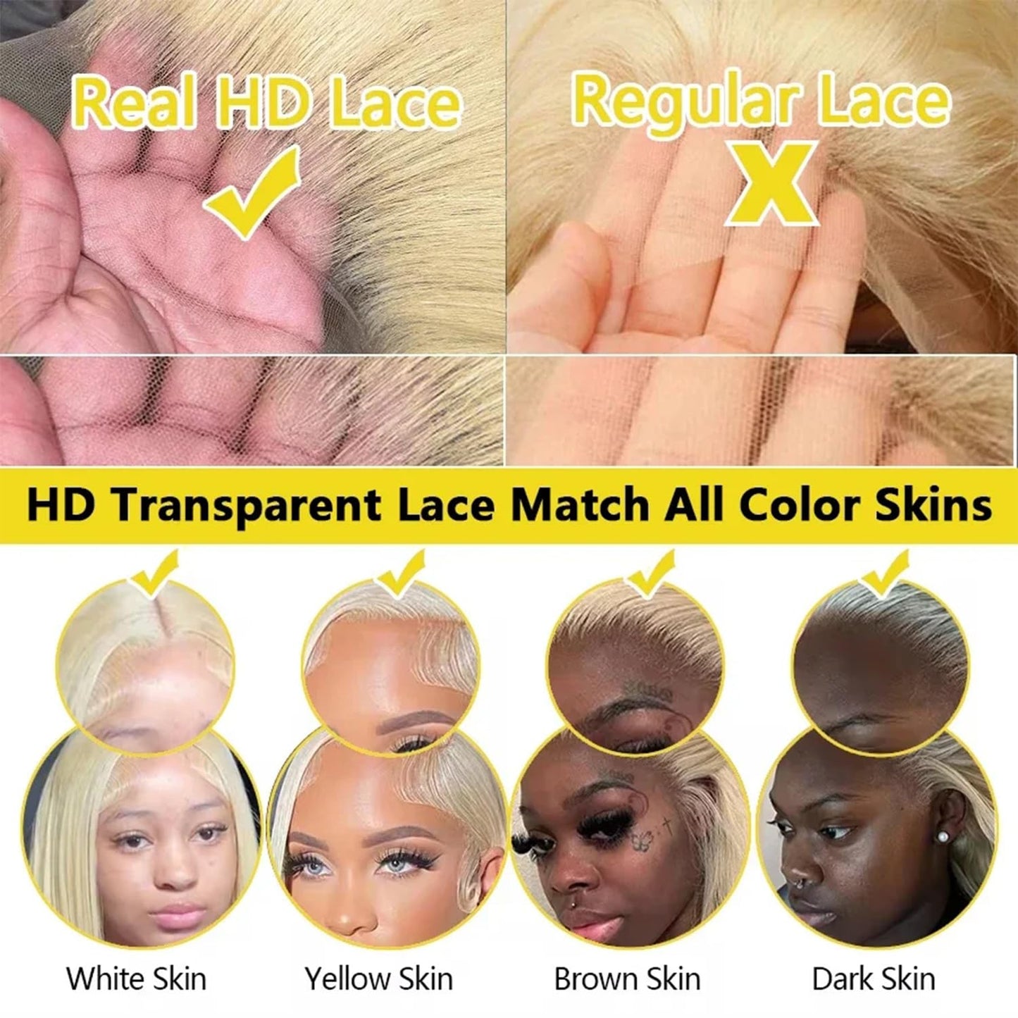 VIPPRETTY Synthetic 13X6 Lace Front Wig 613 Blonde Wig Long Body Wave Synthetic Wigs for Women Transparent Lace Wig with Baby Hair 180% Density Daily Wear Wig 26 inch