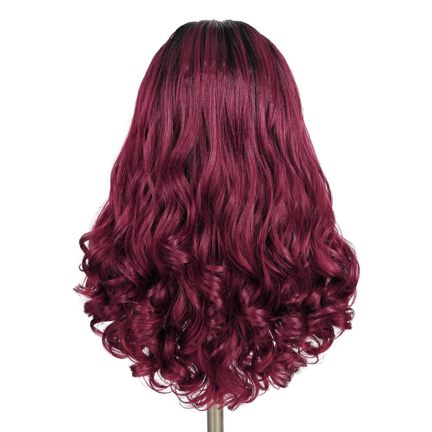 FANCEE Yaki Wavy Headband Wigs Ombre Burgundy Kinky Straight Wear and Go Wig with Curly Wavy Ends for Mom on the Go Synthetic Headband Blow Out Style Natural Hair Wig for Black Women Bug