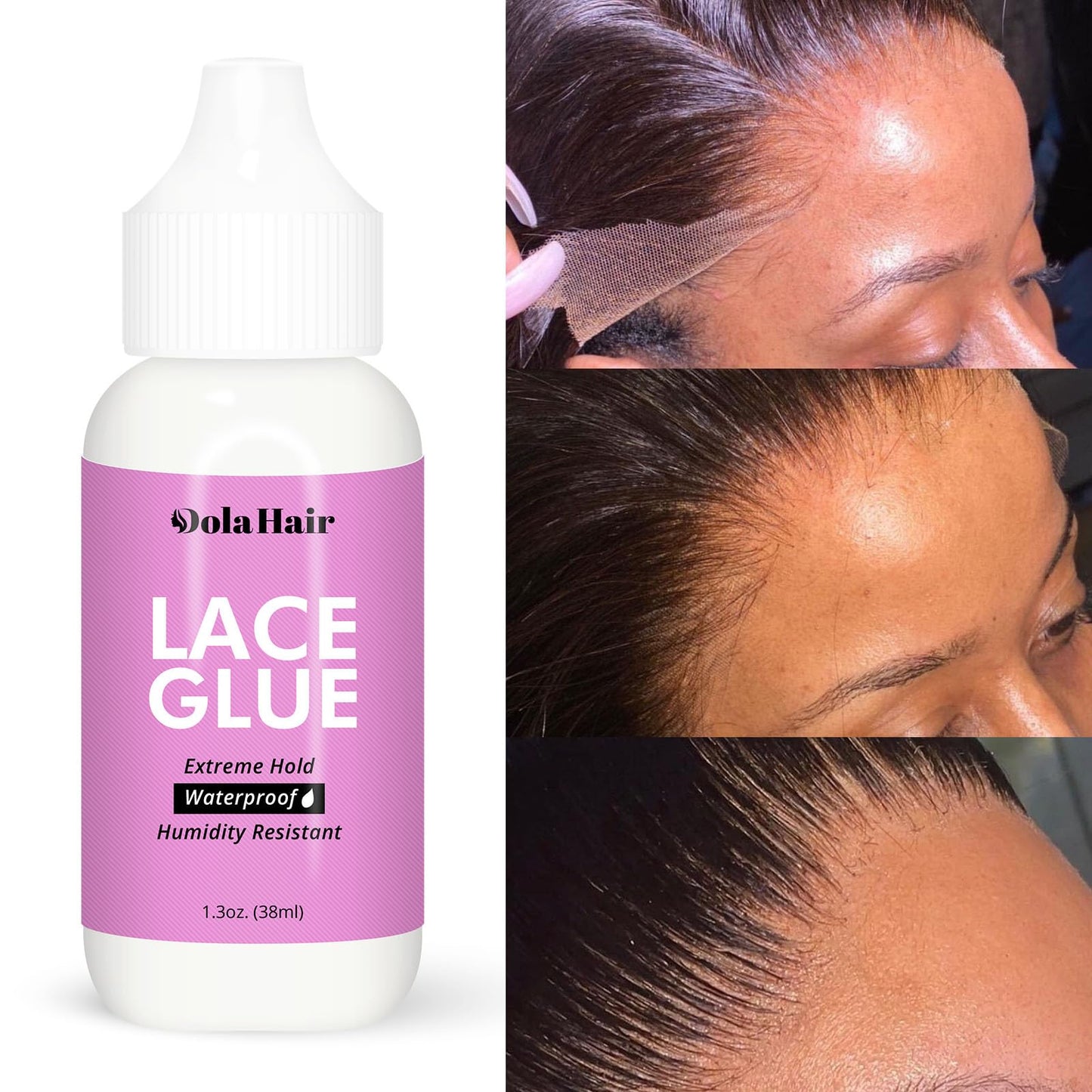 Dolahair Lace Glue Kit - Complete Set with Lace Tint Mousse, Wig Installation & Melting Spray (Dark Brown)